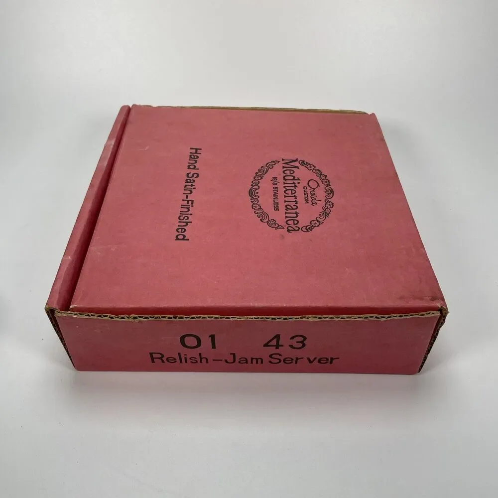 Vintage Oneida Custom Stainless 18/8 Condiment Relish 3 Bowl Server Original Box